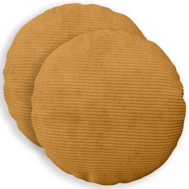 vidaXL Κάλυμμα Μαξιλαριού 2 pcs HEERLEN Κίτρινο Ø 40 cm κορντουρόι