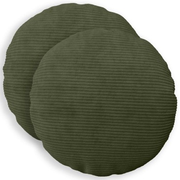 vidaXL Κάλυμμα Μαξιλαριού 2 pcs HEERLEN Πράσινο Ø 50 cm κορντουρόι