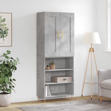 vidaXL Ντουλάπι Γκρι Σκυροδέματος 69,5x34x180cm Επεξεργασμένο Ξύλο 1 τεμ.