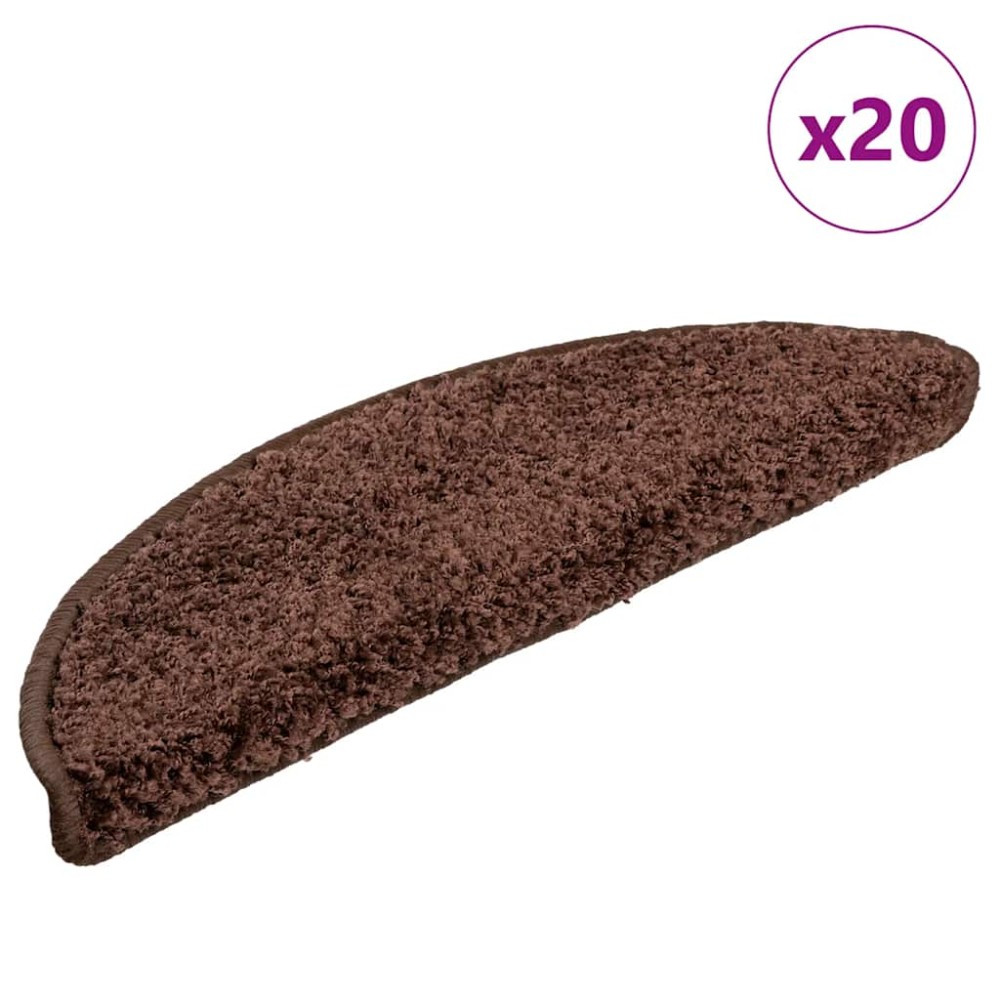 vidaXL Πατάκια Σκαλιών 20 τεμ. Καφέ Ημίκυκλα 56x17x3 εκ.