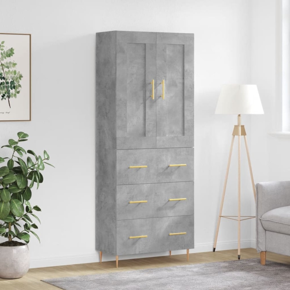 vidaXL Ντουλάπι Γκρι Σκυροδέματος 69,5x34x180cm Επεξεργασμένο Ξύλο 1 τεμ.