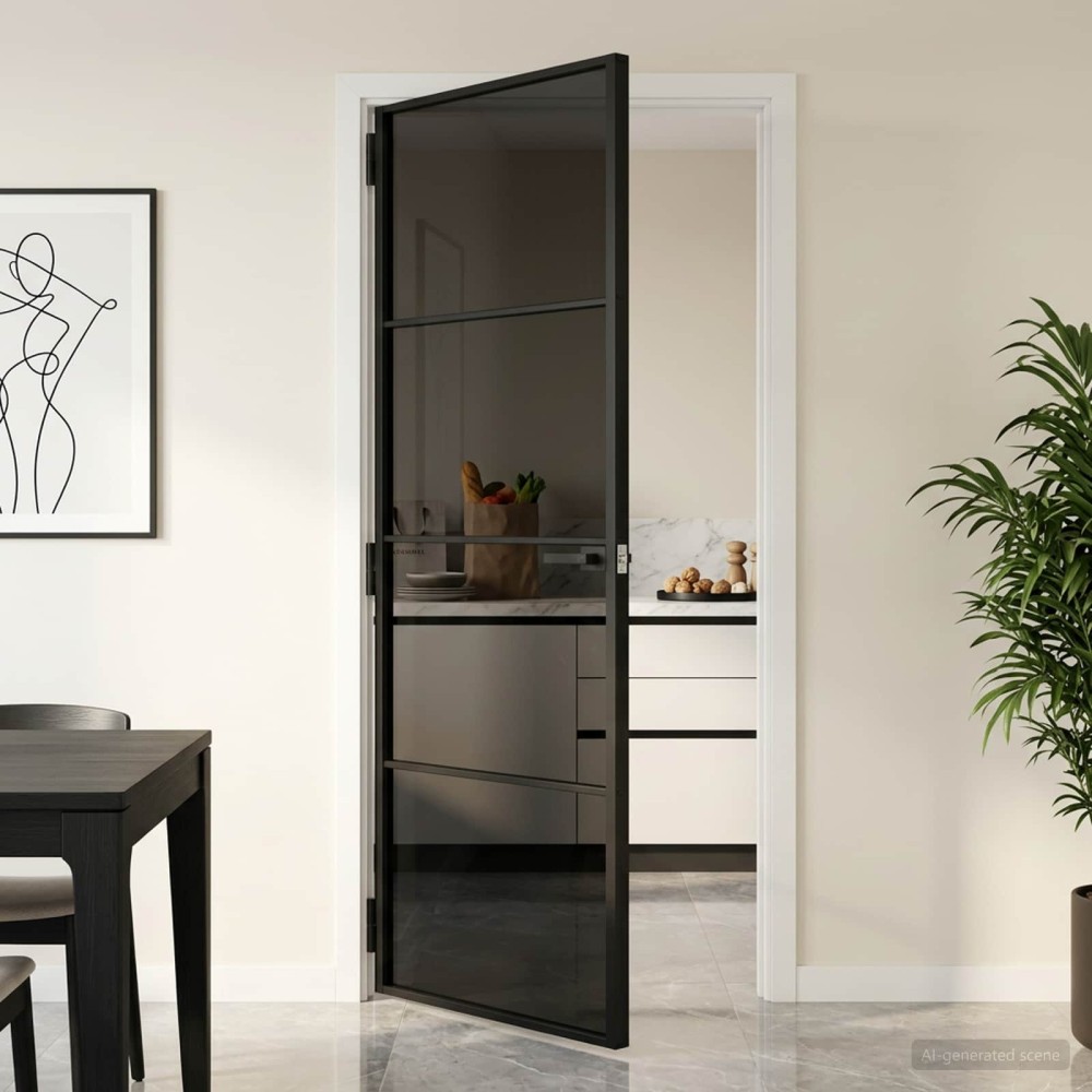 vidaXL Εσωτερική Πόρτα 83 x 201,5 cm Θρυμματισμένο Γυαλί και Αλουμίνιο