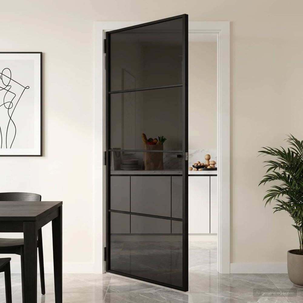 vidaXL Εσωτερική Πόρτα 93 x 201,5 cm Θρυμματισμένο Γυαλί και Αλουμίνιο