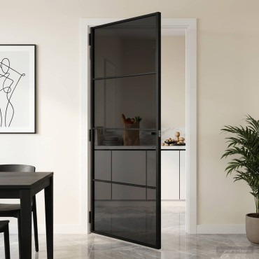 vidaXL Εσωτερική Πόρτα 93 x 201,5 cm Θρυμματισμένο Γυαλί και Αλουμίνιο