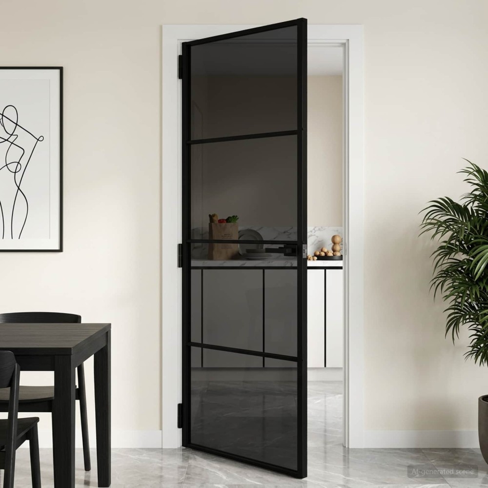 vidaXL Εσωτερική Πόρτα 76 x 201,5 cm Θρυμματισμένο Γυαλί και Αλουμίνιο