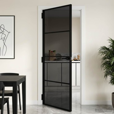 vidaXL Εσωτερική Πόρτα 76 x 201,5 cm Θρυμματισμένο Γυαλί και Αλουμίνιο