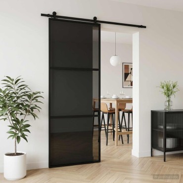 vidaXL Συρόμενη Πόρτα 76 x 205 cm Θρυμματισμένο Γυαλί και Αλουμίνιο