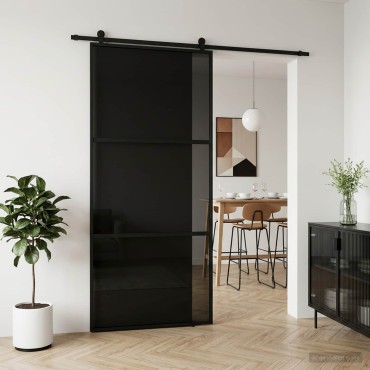 vidaXL Συρόμενη Πόρτα 102 x 205 cm Θρυμματισμένο Γυαλί και Αλουμίνιο