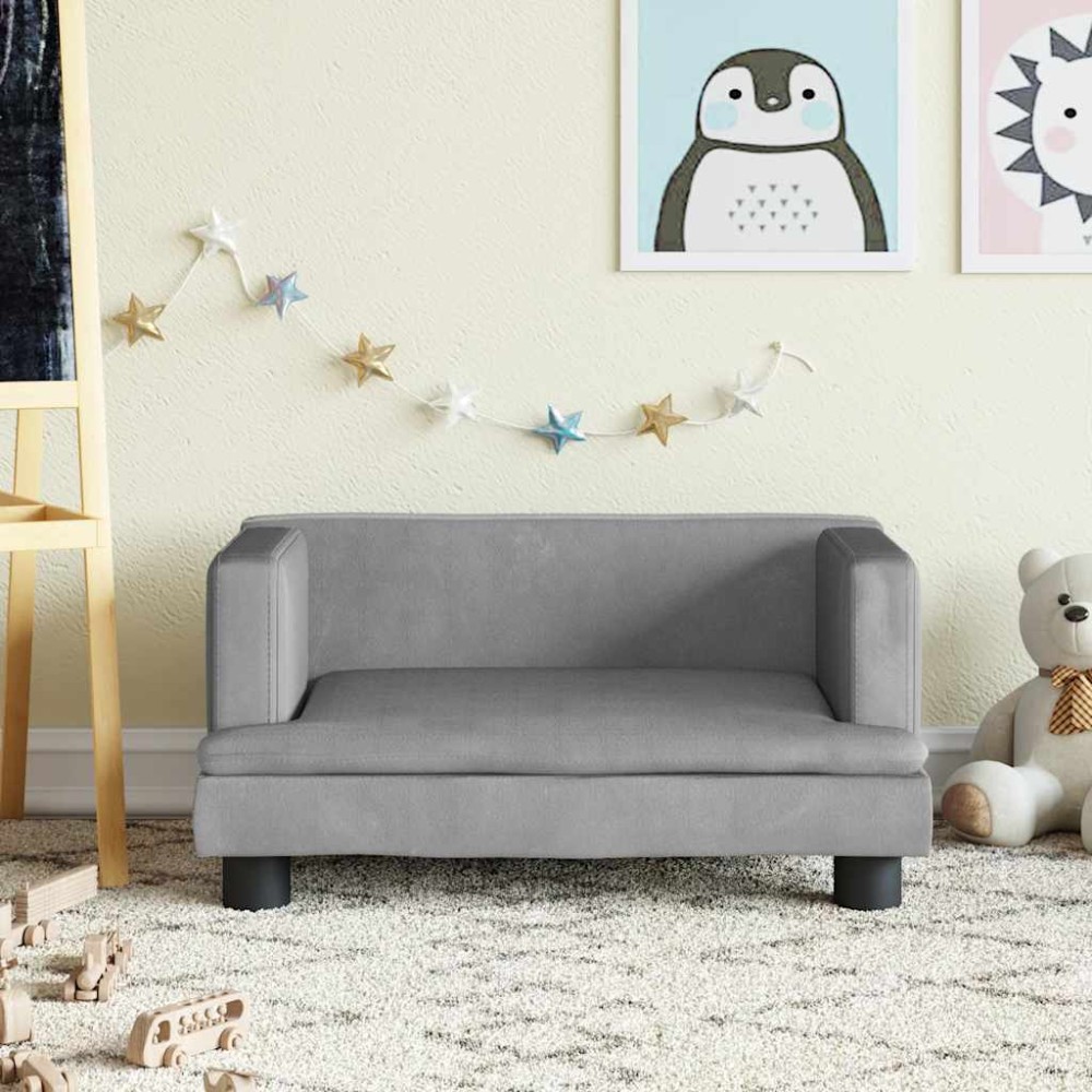 vidaXL Καναπές Παιδικός Ανοιχτό Γκρι 60x40x30cm από Βελούδο 1 τεμ.