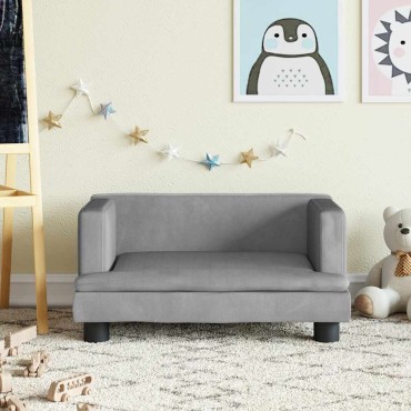 vidaXL Καναπές Παιδικός Ανοιχτό Γκρι 60x40x30cm από Βελούδο 1 τεμ.
