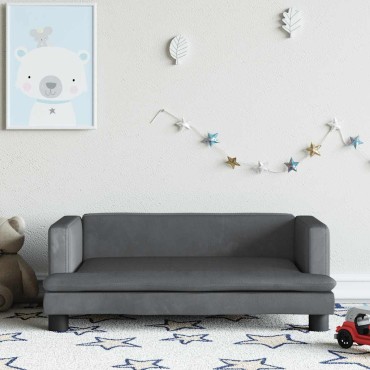 vidaXL Καναπές Παιδικός Σκούρο Γκρι 80x45x30cm από Βελούδο 1 τεμ.