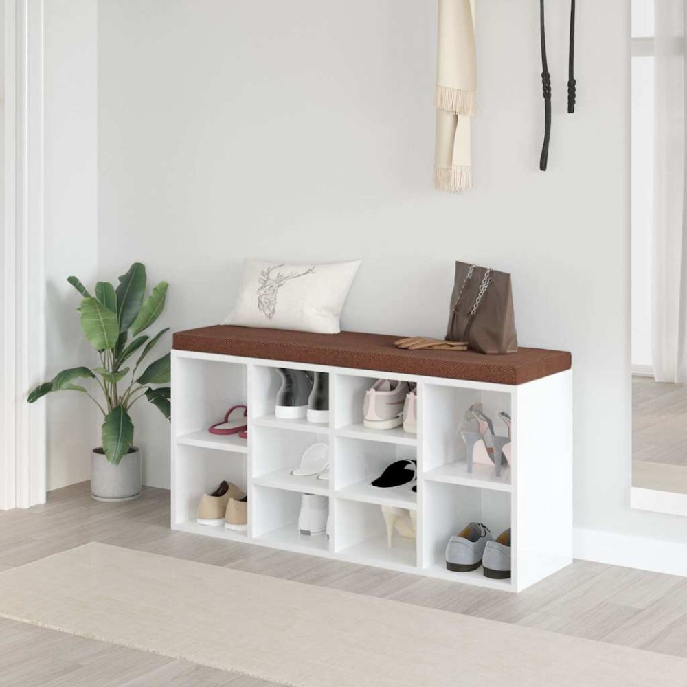 vidaXL Παπουτσοθήκη Γυαλιστερό Λευκό 70x36x60cm Επεξεργασμένο Ξύλο 1 τεμ.