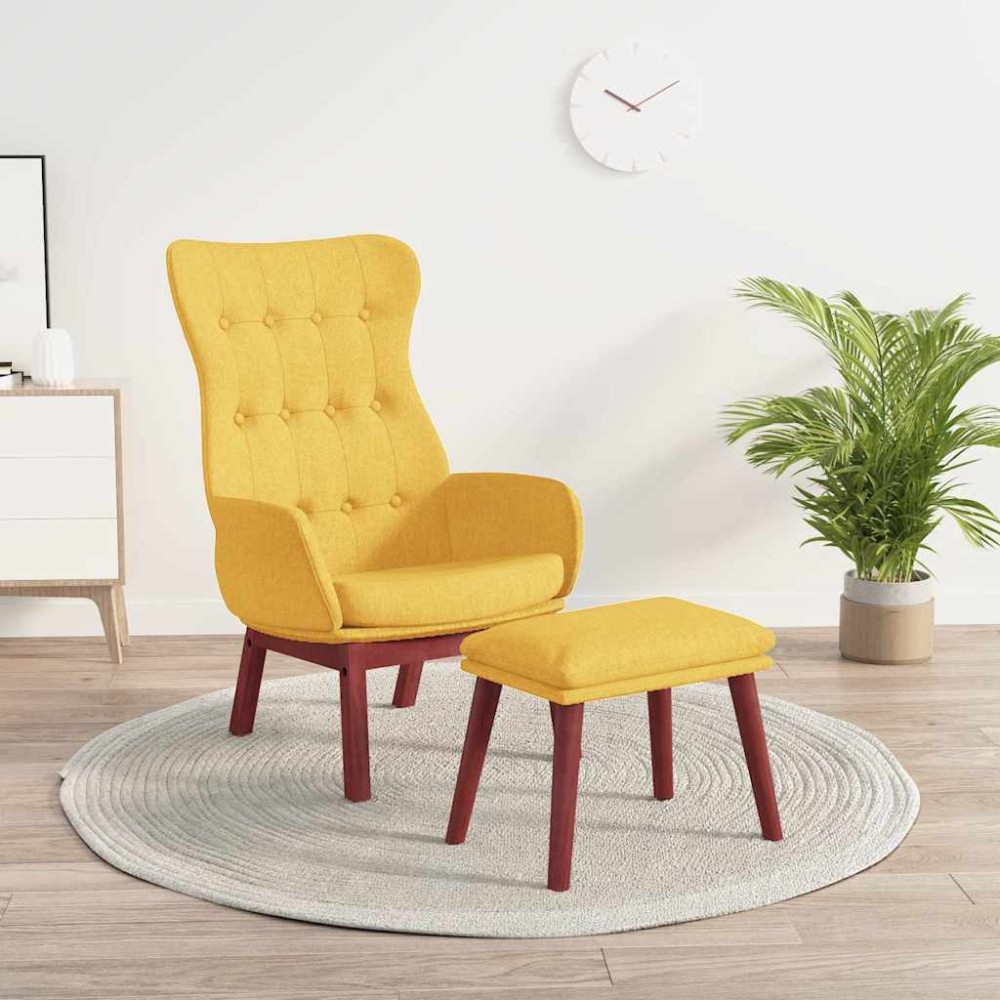vidaXL Πολυθρόνα Relax Κίτρινη Μουσταρδί Υφασμάτινη με Υποπόδιο 70x77x94cm 1 τεμ.