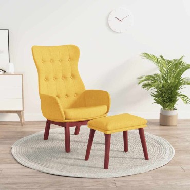 vidaXL Πολυθρόνα Relax Κίτρινη Μουσταρδί Υφασμάτινη με Υποπόδιο 70x77x94cm 1 τεμ.
