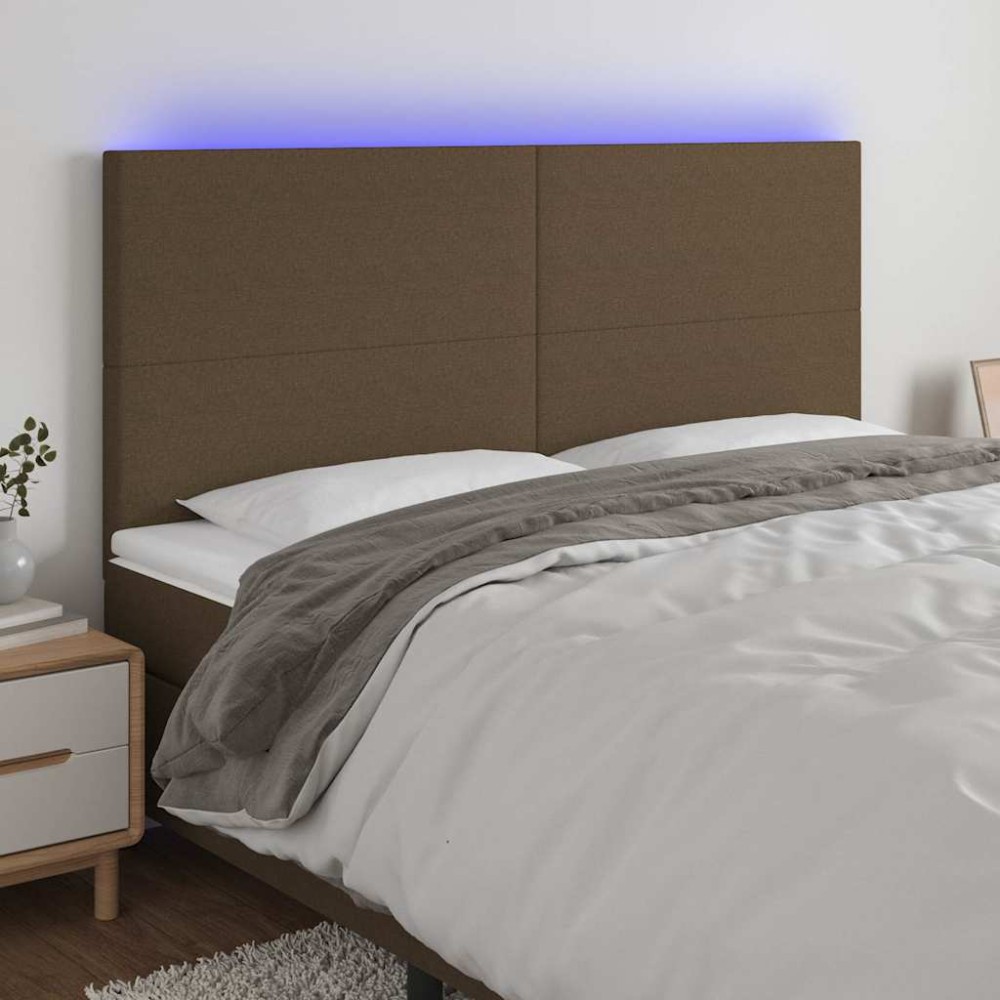 vidaXL Κεφαλάρι Κρεβατιού LED Σκούρο Καφέ 160x5x118/128cm Υφασμάτινο 1 τεμ. vidaXL Κεφαλάρι Κρεβατιού LED Σκούρο Καφέ 160x5x118/128cm Υφασμάτινο 1 τεμ.
