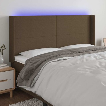 vidaXL Κεφαλάρι Κρεβατιού LED Σκούρο Καφέ 163x16x118/128cm Υφασμάτινο 1 τεμ.