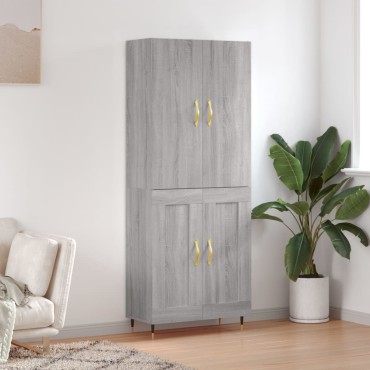 vidaXL Ντουλάπι Γκρι Sonoma 69,5x34x180cm Επεξεργασμένο Ξύλο 1 τεμ.