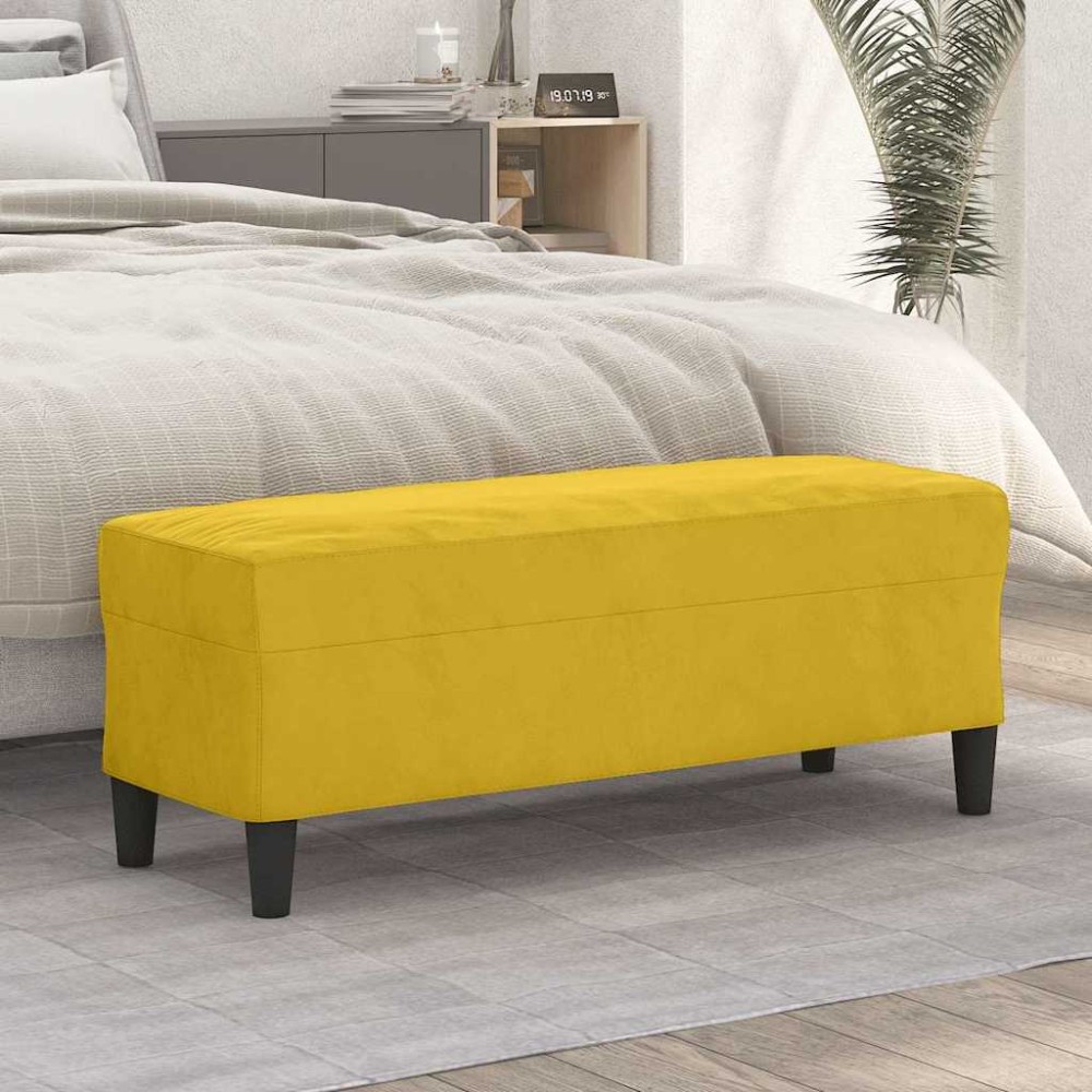 vidaXL Πάγκος Κίτρινο 100x35x41cm Βελούδινος 1 τεμ.