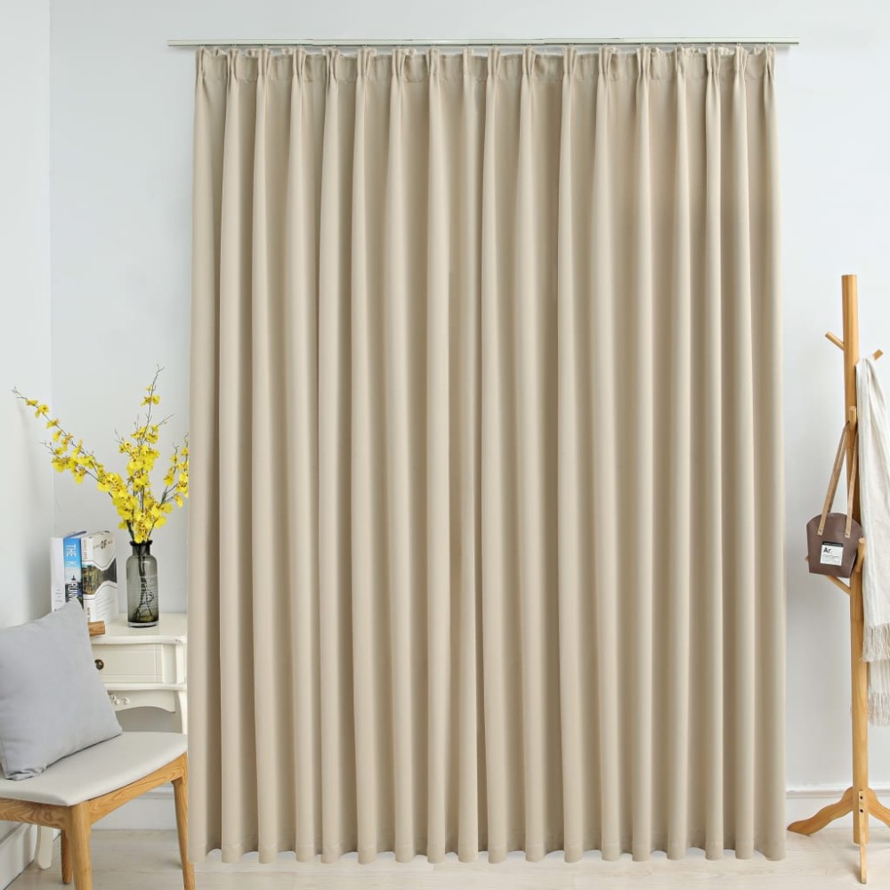 vidaXL Κουρτίνα Συσκότισης με Γάντζους Μπεζ 290x245cm
