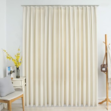 vidaXL Κουρτίνα Συσκότισης με Γάντζους Κρεμ 290x245cm Βελούδο