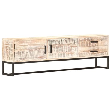vidaXL Έπιπλο Τηλεόρασης Λευκό 140x30x45cm Μασίφ Ξύλο Ακακίας