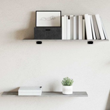 vidaXL Ράφια Βιβλιοθήκης 4 τεμ. Γκρι Σκυροδ. 80x20x1,5cm Επεξ. Ξύλο
