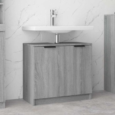 vidaXL Ντουλάπι Μπάνιου Γκρι sonoma 64,5x33,5x59cm Επεξεργασμένο Ξύλο 1 τεμ.