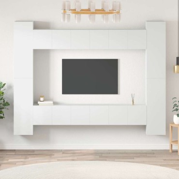 vidaXL Έπιπλα Τηλεόρασης Σετ 10 τεμ. Λευκό από Επεξ. Ξύλο 60x30x30cm