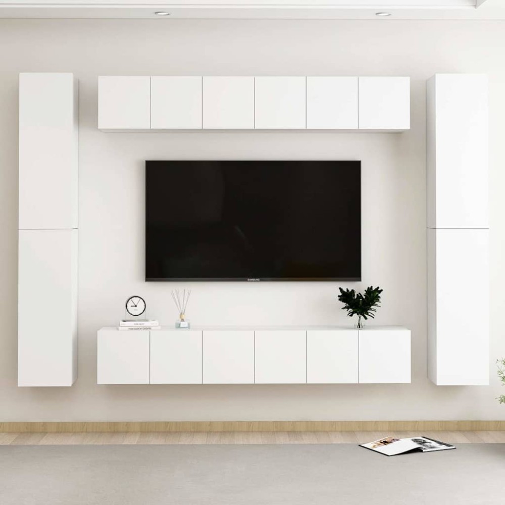 vidaXL Έπιπλα Τηλεόρασης Σετ 10 τεμ. Λευκό από Επεξ. Ξύλο 60x30x30cm