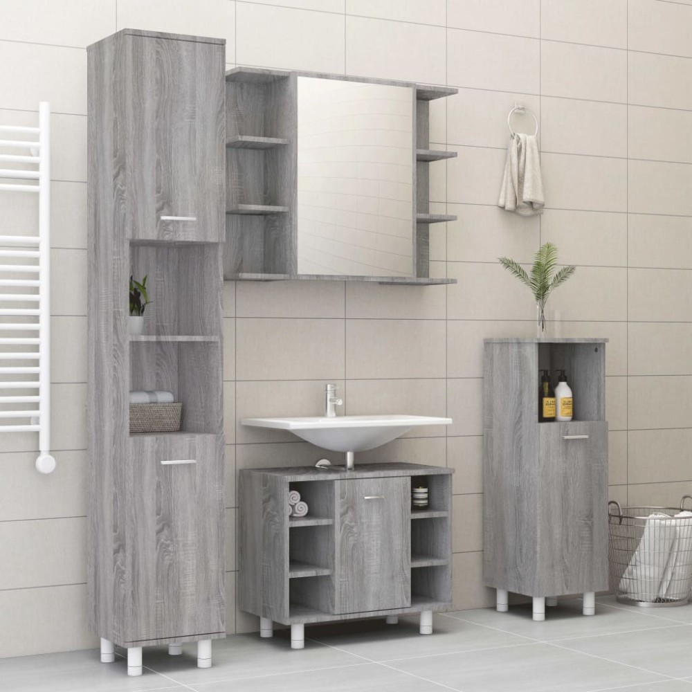 vidaXL Σετ Επίπλων Μπάνιου 4 τεμ. Γκρι Sonoma Επεξεργασμένο Ξύλο 60x32x53,5cm vidaXL Σετ Επίπλων Μπάνιου 4 τεμ. Γκρι Sonoma Επεξεργασμένο Ξύλο 60x32x53,5cm