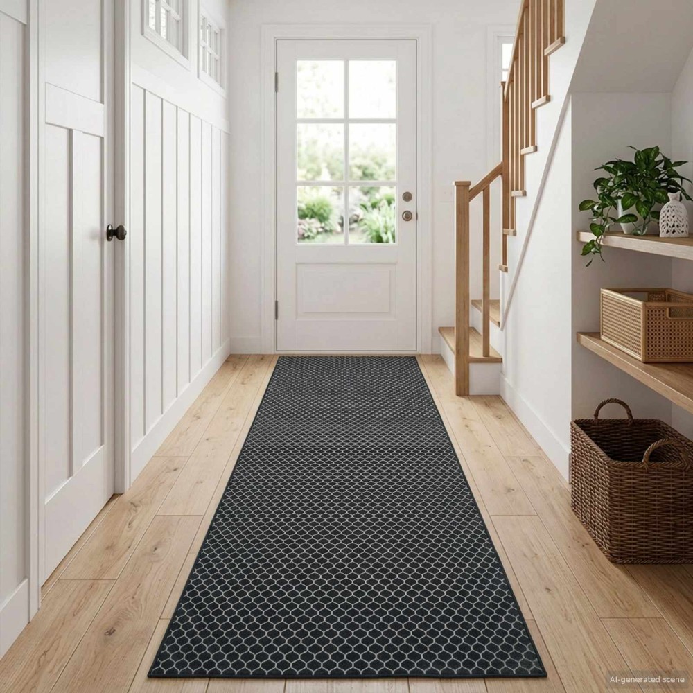 vidaXL Χαλί Runner ORIZ 1150 gsm Μαύρο δίχτυ σχέδιο