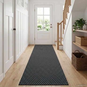 vidaXL Χαλί Runner ORIZ 1150 gsm Μαύρο δίχτυ σχέδιο