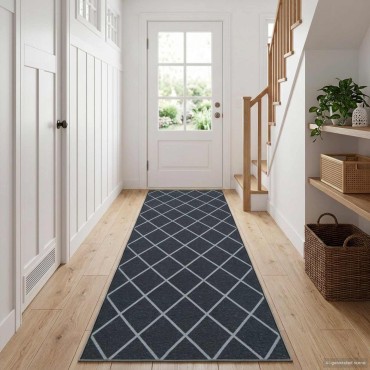 vidaXL Χαλί Runner ORIZ 1150 gsm Μαύρο δίχτυ σχέδιο