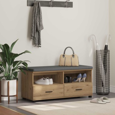 vidaXL Πάγκος Παπουτσιών με Μαξιλάρι Artisan Δρυς 100x38x46 εκ 1 τεμ.