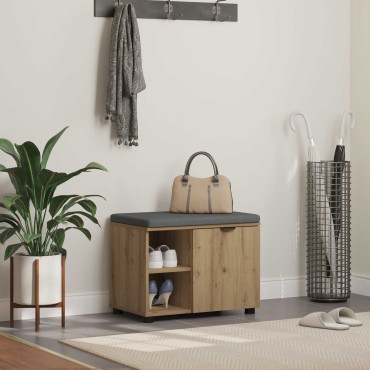 vidaXL Πάγκος Παπουτσιών με Μαξιλάρι Artisan Δρυς 60x38x46 εκ 1 τεμ.