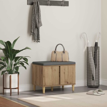 vidaXL Πάγκος Παπουτσιών με Μαξιλάρι Artisan Δρυς 60x38x46 εκ 1 τεμ.