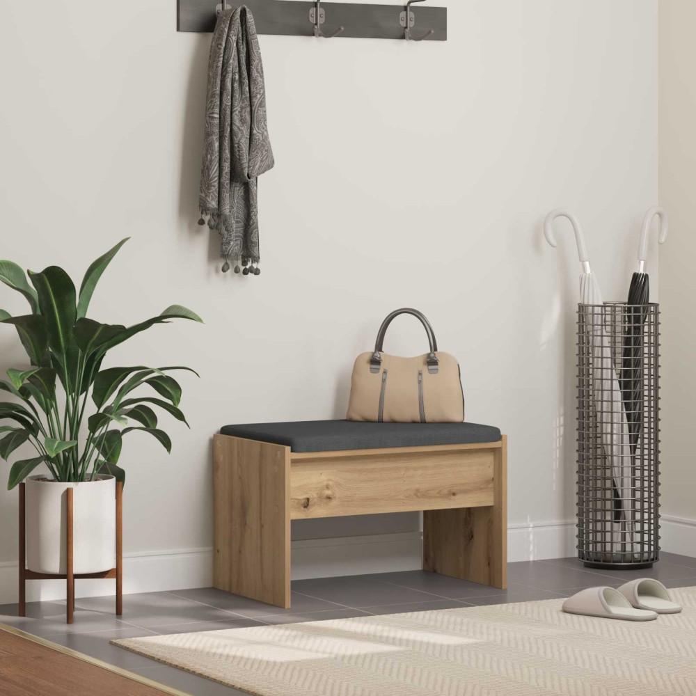 vidaXL Πάγκος Παπουτσιών με Μαξιλάρι Artisan Δρυς 63x38x40 εκ 1 τεμ.