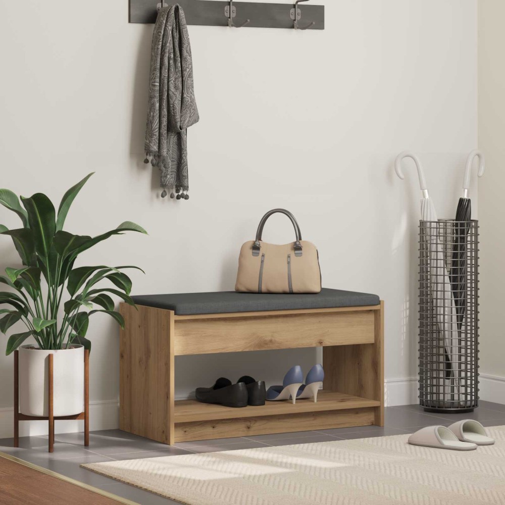 vidaXL Πάγκος Παπουτσιών με Μαξιλάρι Artisan Δρυς 83x38x45 εκ 1 τεμ.