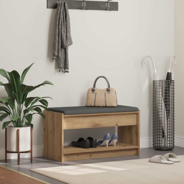 vidaXL Πάγκος Παπουτσιών με Μαξιλάρι Artisan Δρυς 83x38x45 εκ 1 τεμ.