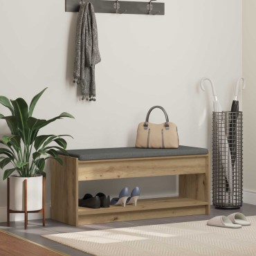 vidaXL Πάγκος Παπουτσιών με Μαξιλάρι Artisan Δρυς 103x38x45 εκ 1 τεμ.