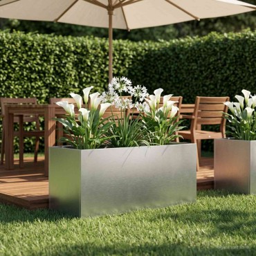 vidaXL Γλάστρα Κήπου Ασημί 100 x 40 x 40 cm Ανοξείδωτο Ατσάλι