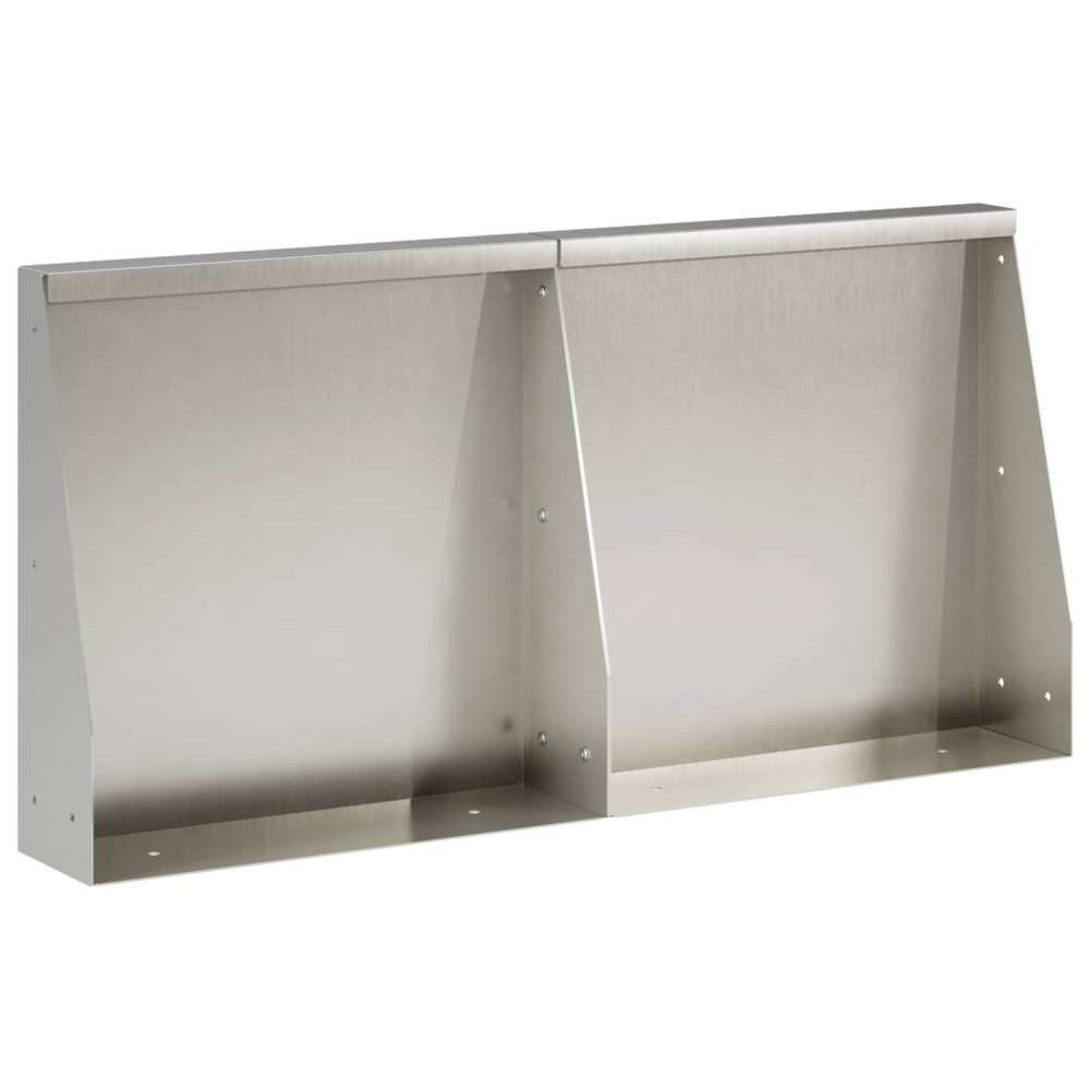 vidaXL Τοίχος Στήριξης 2 τμχ. 40 x 12 x 50 εκ. Ανοξείδωτο Ατσάλι Ασημί