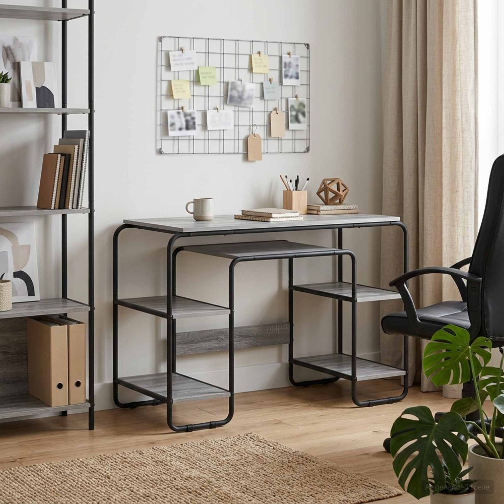 vidaXL Γραφείο με αποθηκευτικό χώρο Γκρι Sonoma 113,5x52x75,5cm 1 τεμ.