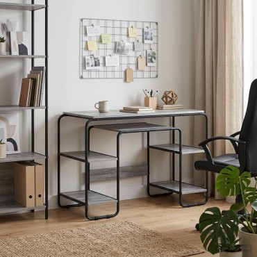 vidaXL Γραφείο με αποθηκευτικό χώρο Γκρι Sonoma 113,5x52x75,5cm 1 τεμ.