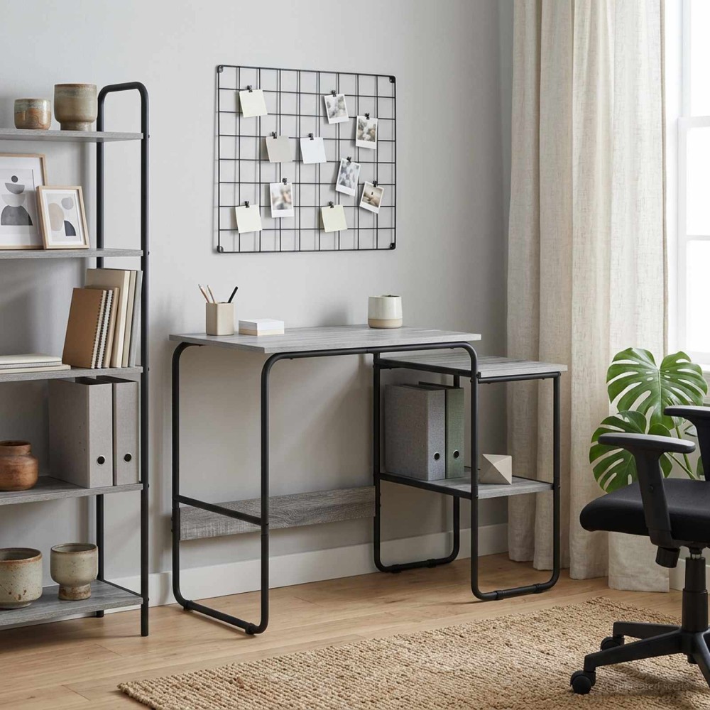 vidaXL Γραφείο με αποθηκευτικό χώρο Γκρι Sonoma 100x50x75cm 1 τεμ.