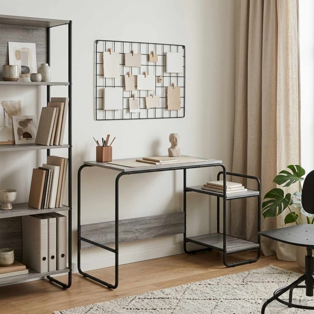 vidaXL Γραφείο με αποθηκευτικό χώρο Γκρι Sonoma 131.5x50x75.5cm 1 τεμ.
