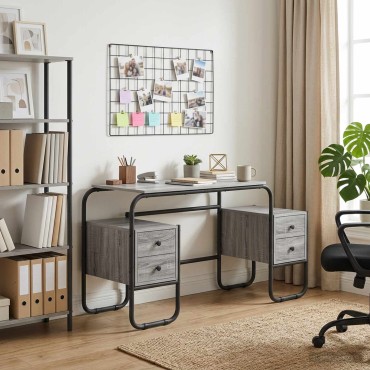 vidaXL Γραφείο με αποθηκευτικό χώρο Γκρι Sonoma 145x50x75cm 1 τεμ.