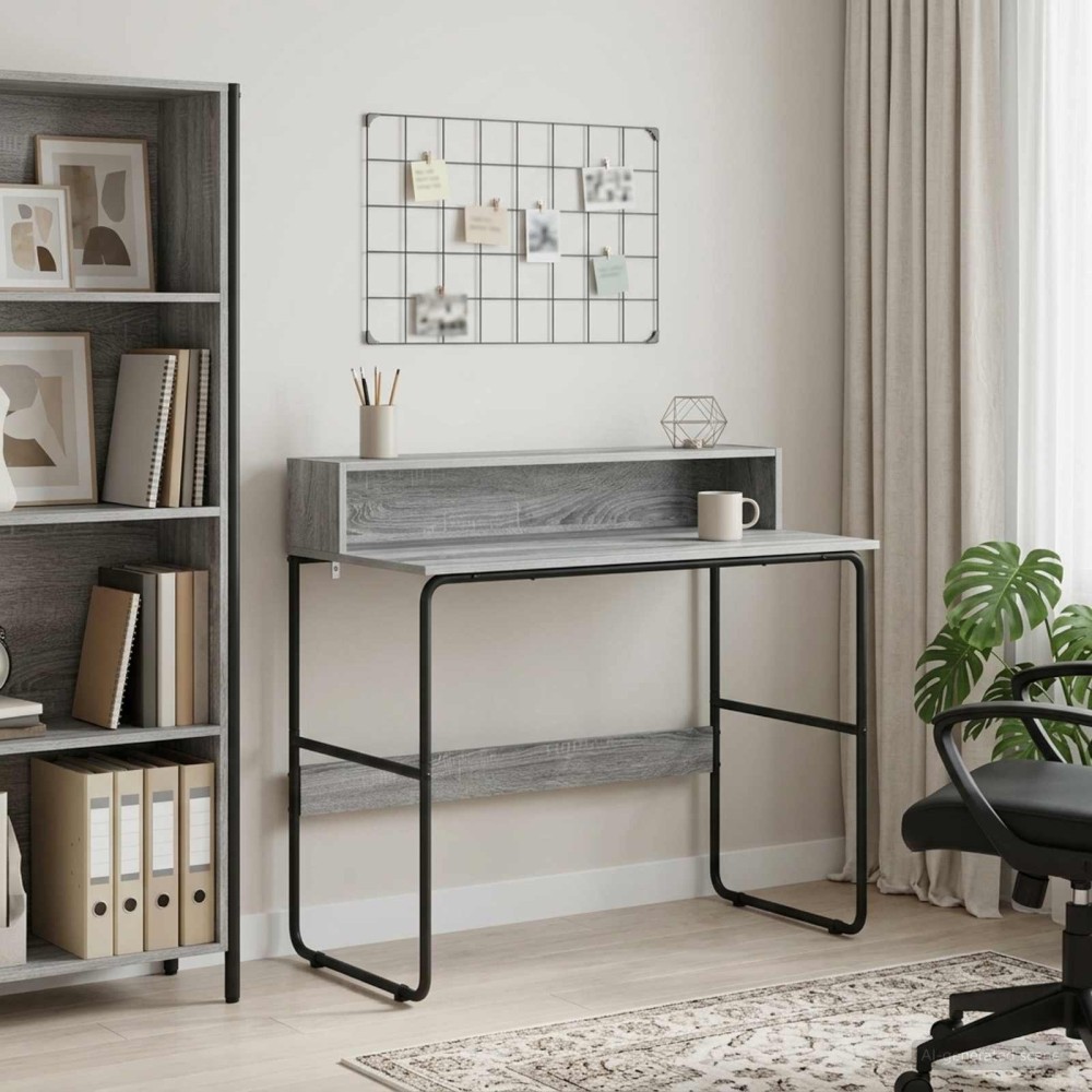 vidaXL Γραφείο με αποθηκευτικό χώρο Γκρι Sonoma 100x50x91cm 1 τεμ.