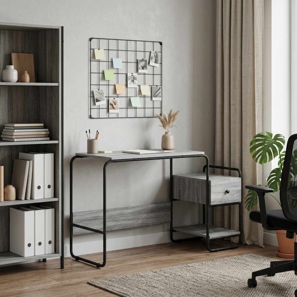 vidaXL Γραφείο με αποθηκευτικό χώρο Γκρι Sonoma 131.5x50x75.5cm 1 τεμ.