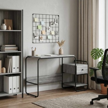 vidaXL Γραφείο με αποθηκευτικό χώρο Γκρι Sonoma 131.5x50x75.5cm 1 τεμ.